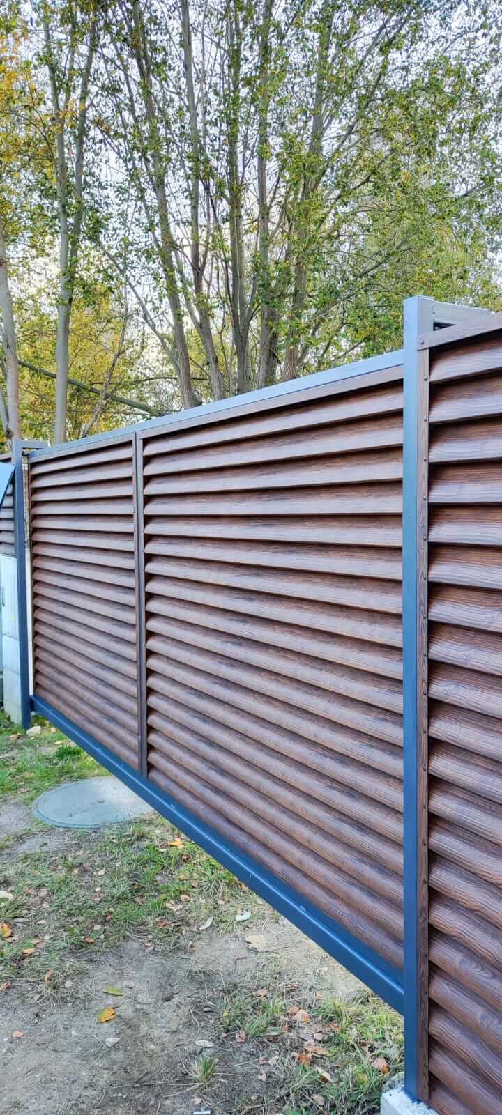 забор-жалюзи с ламелями еврожалюзи printech каштан фото3 в Березниках