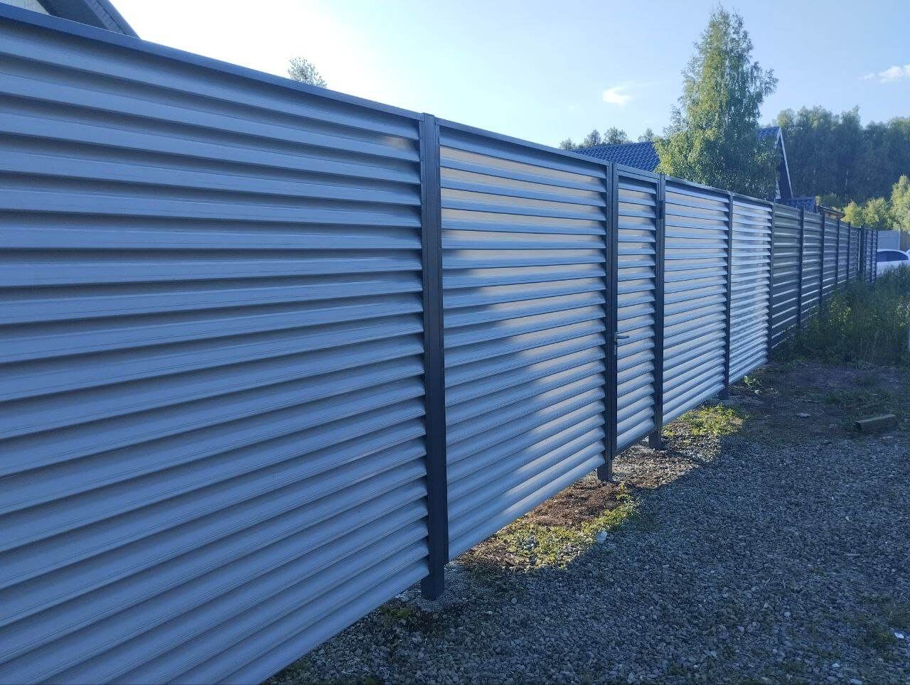 Забор из ламелей еврожалюзи 20м RAL7004 Серый в Березниках
