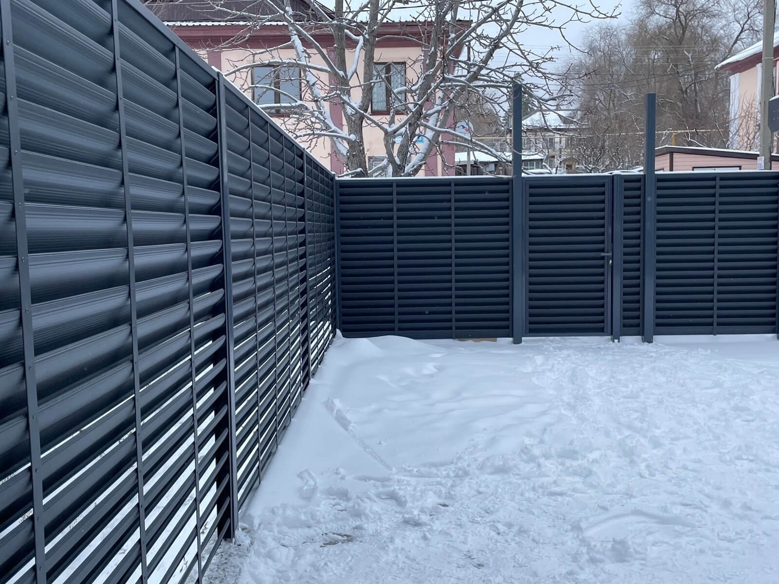 Забор-жалюзи 53м RAL7024/7024 Серый Графит двусторонний МАТТЕ фото 3 в Березниках