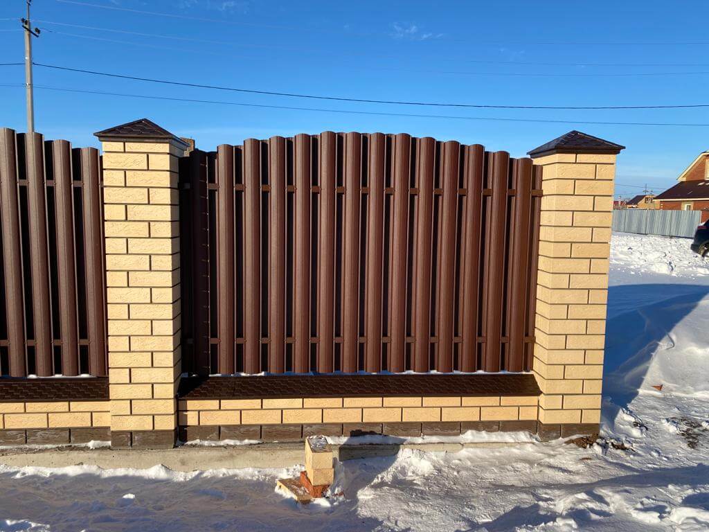 Забор из евроштакетника 57м RAL8017/8017 Шоколад двухсторонний МАТТЕ в Березниках